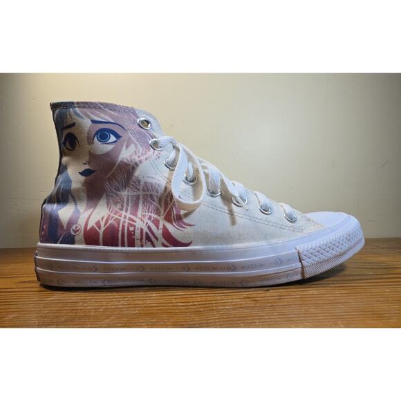❄️ Disney Frozen Converse ❄️White Elsa Anna CTAS Women 8.5 Shoes 167357C - Picture 3 of 16